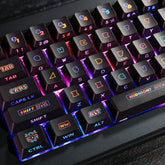 Cool Black Nightwalker PBT Backlit Keycap Set for Mechanical Keyboard, Cherry Profile, Side-Printed, Themed with Mahjong, PBT Dye-Sub